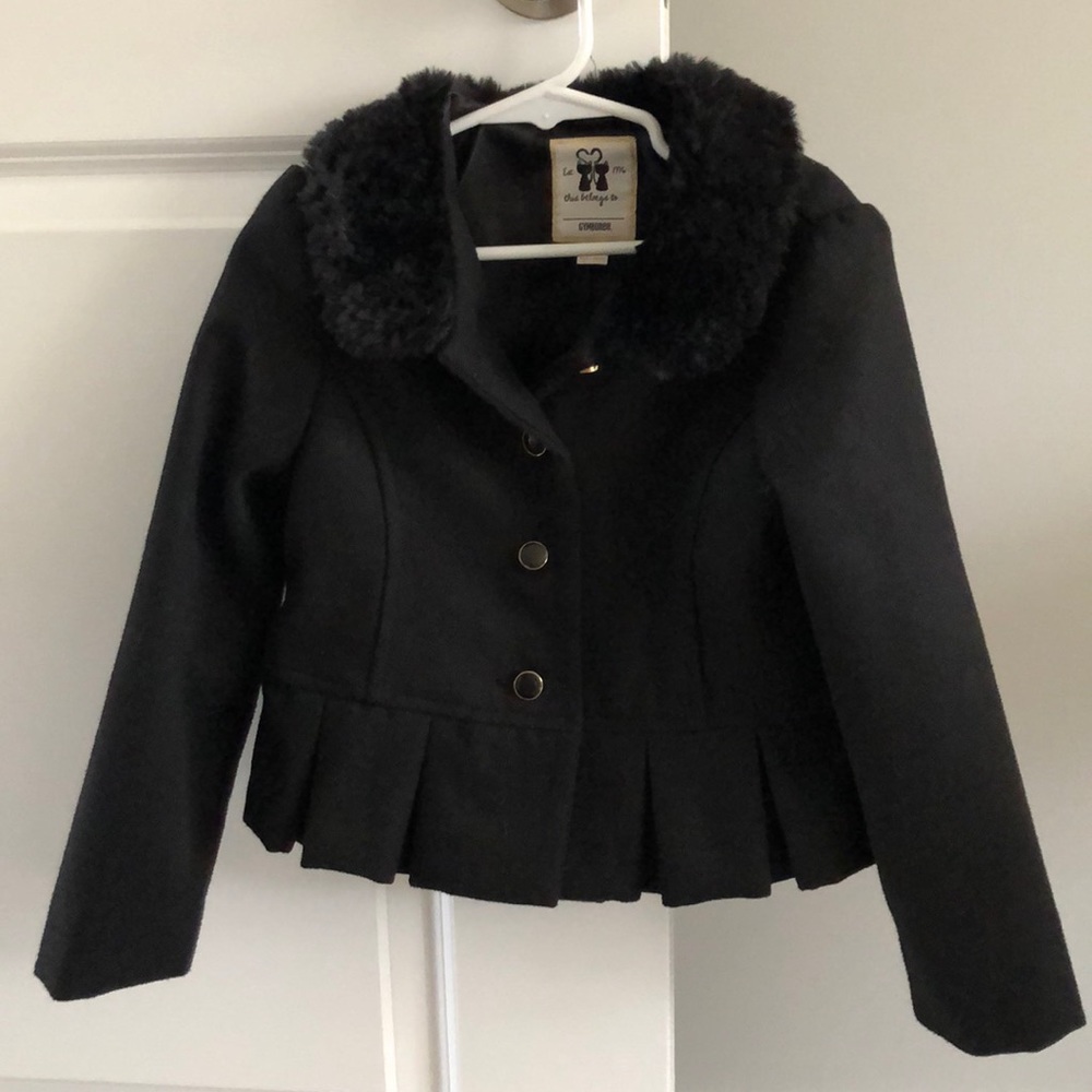 Gymboree black coat with faux fur collar